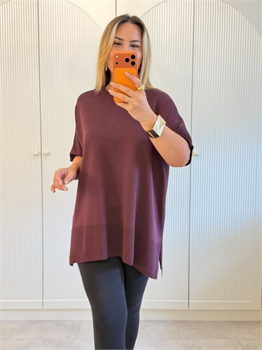 9764 Bordo Yırtmaçlı Triko