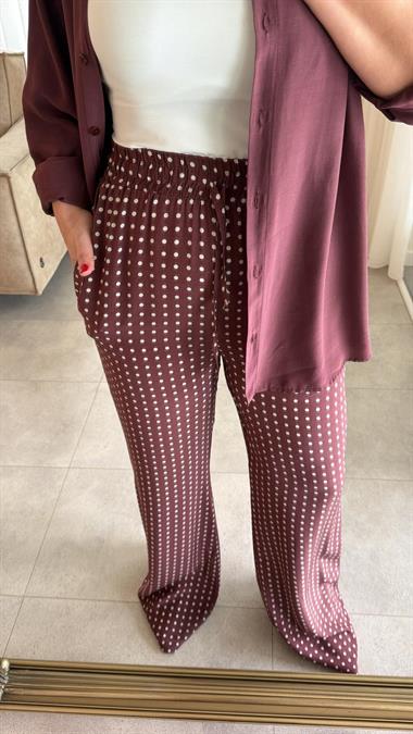 8970 Bordo Puantiye Premium İkili Takım