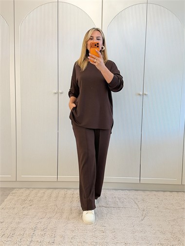 9845 Kahve Modal Eşofman Takım