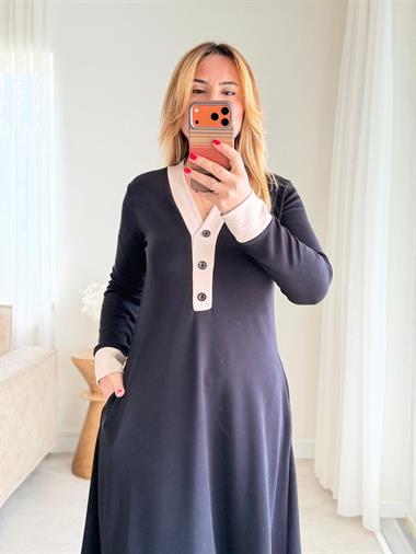 8959 Siyah Modal Elbise