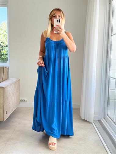 8322 Sax Askılı Maxi Elbise