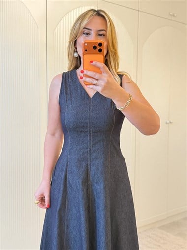 9329 Lacivert Jean Elbise