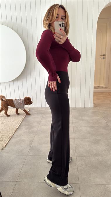 8759 Bordo Orj Marka Bisiklet Yaka Body