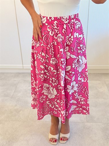 9621 Pembe Desenli Midi Etek