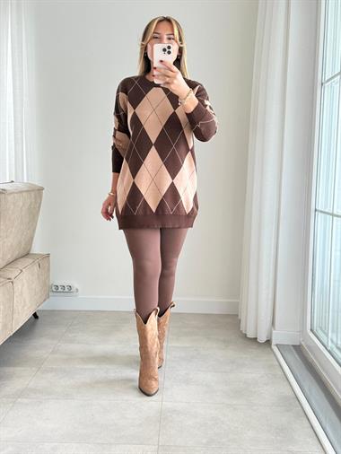 6784 Kahve Orj Marka Yüksek Bel Tayt