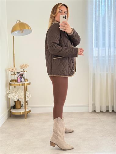 8649 Kahve Cep Detay Kapitone Mont