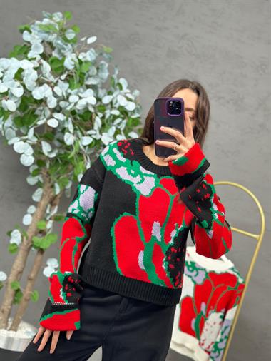 3384 Desenli Siyah Kazak