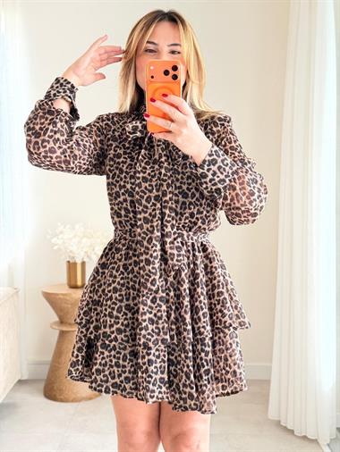 8991 Leopar Kat Kat Premium Elbise