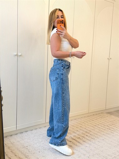 9250 Mavi Taşlı Jean Pantolon