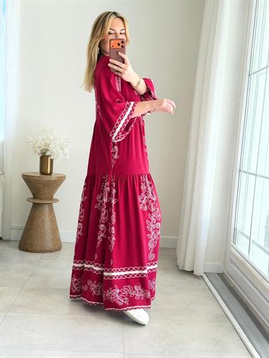 9078 Bordo Maxi Elbise
