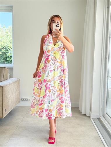 8368 Premium Çiçek Desenli Elbise