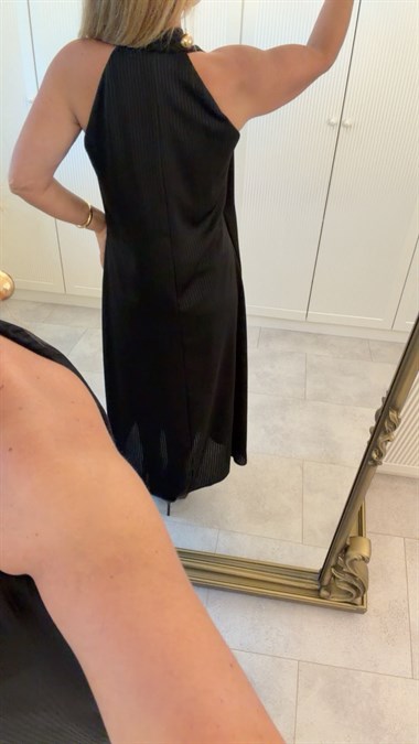 9529 Siyah Gold Düğme Aksesuar Premium Elbise