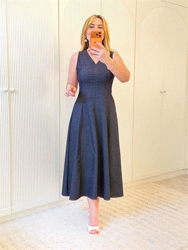 9329 Lacivert Jean Elbise