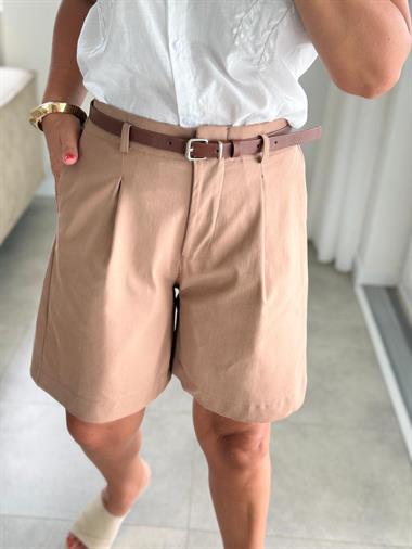 8354 Açık Kahve Bel Lastikli Şort 