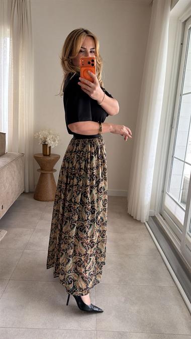8743 Şal Desen Astarlı Etek