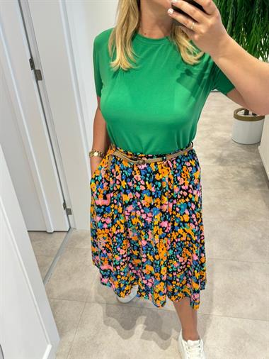 6081 Yeşil Bisiklet Yaka Basic Tshirt