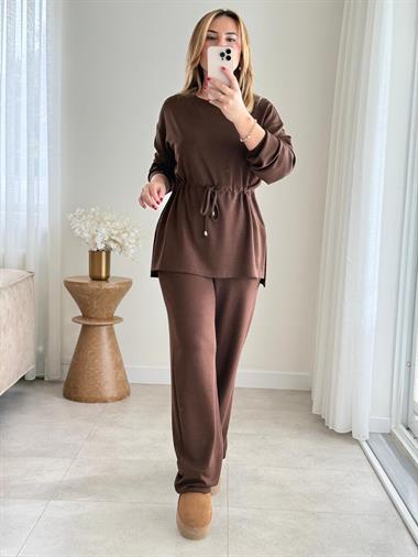 8556 Kahve Orj Marka Bel Detay Takım
