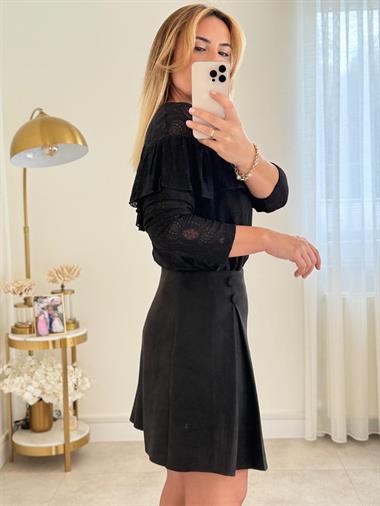7679 Siyah Dantel Bluz