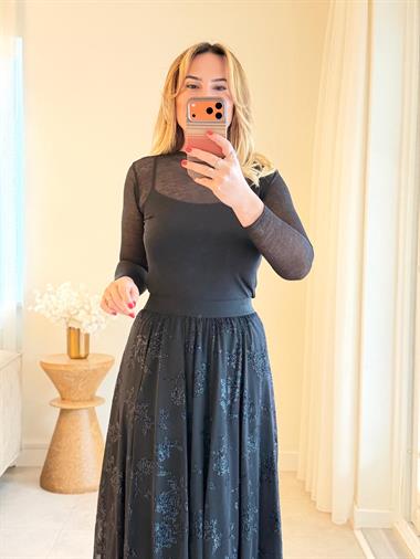 8957 Siyah Transparan Bluz