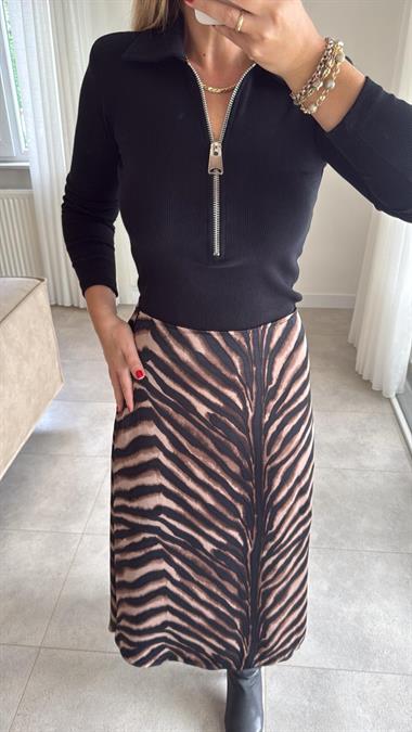 8629 Kahve Saten Midi Etek