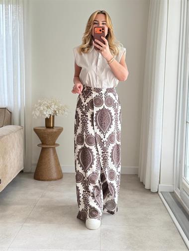 8198 Kahve Ön Detay Pantolon