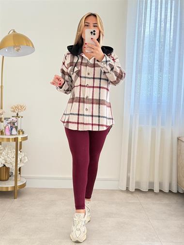 8665 Bordo Orj Marka Yüksek Bel Tayt