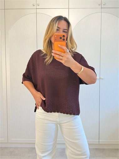 9696 Bordo Delikli Triko