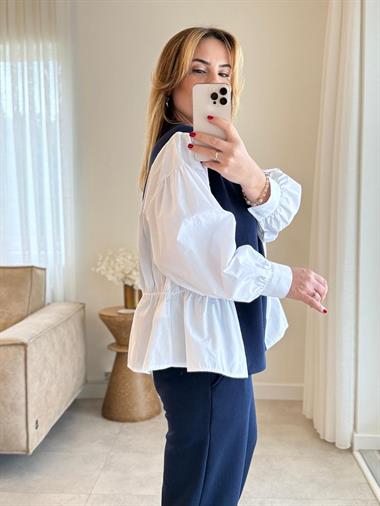 8610 Lacivert Sweat Gömlek Detaylı Takım