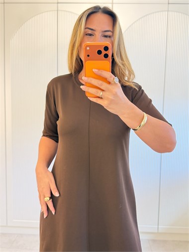 9711 Kahve Triko Elbise
