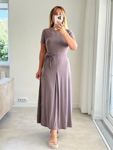 7832 Vizon Bel İpli Modal Elbise