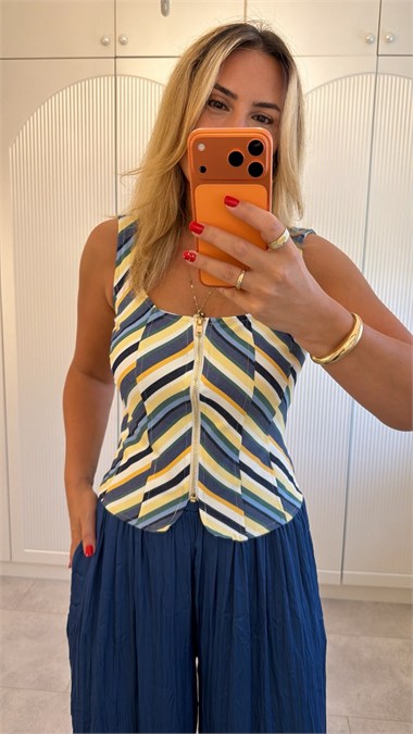 9667 Çizgili Premium Bluz