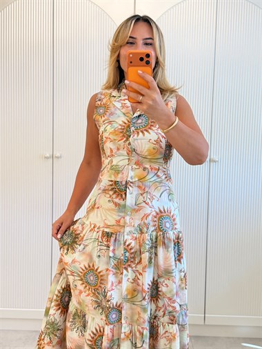 9577 Orange Premium Etnik Elbise