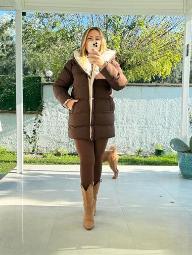 8782 Çift Taraflı Kahve Krem Mont