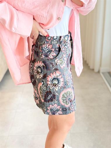 8939 Çiçek Desen Mini Etek