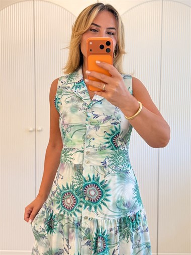 9578 Mint Premium Etnik Elbise