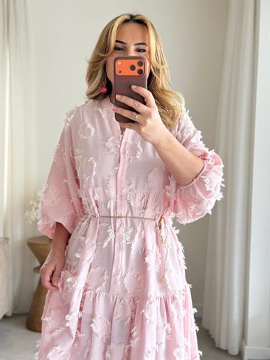 9053 Pembe Püskül Elbise