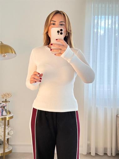 8757 Ekru Orj Marka Bisiklet Yaka Body