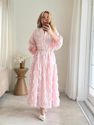9053 Pembe Püskül Elbise