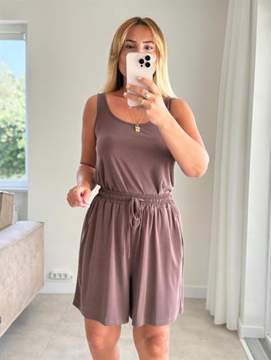 8364 Kahve Modal Şort Takım