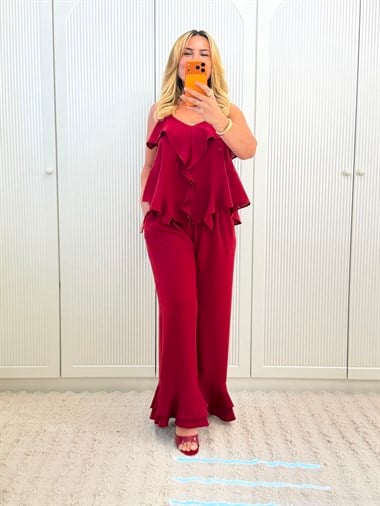 9412 Valon Detaylı Bordo Takım