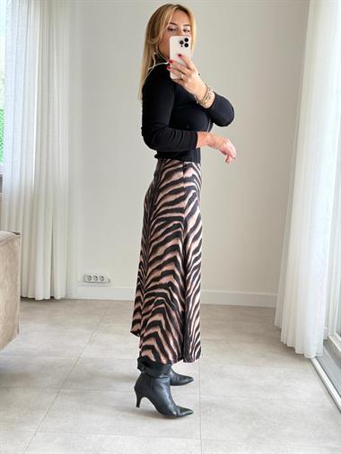 8629 Kahve Saten Midi Etek