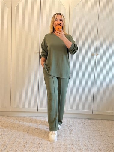 9889 Haki Modal Eşofman Takım