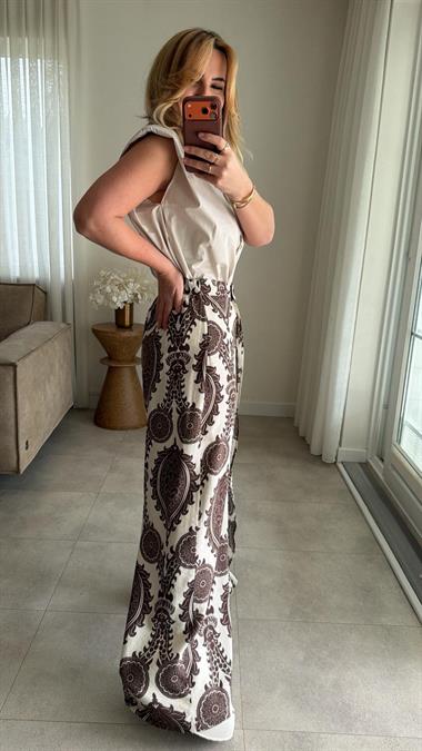 8198 Kahve Ön Detay Pantolon