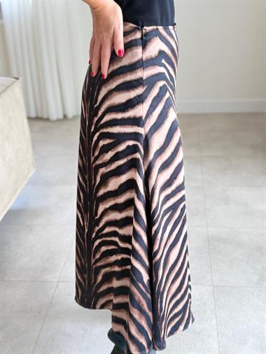 8629 Kahve Saten Midi Etek