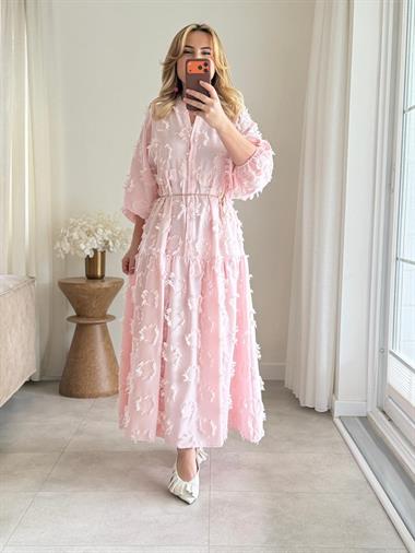 9053 Pembe Püskül Elbise