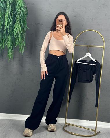 3366 Bej İkili Crop Takım