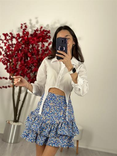 3130 Beyaz Ön Bağlama Gömlek