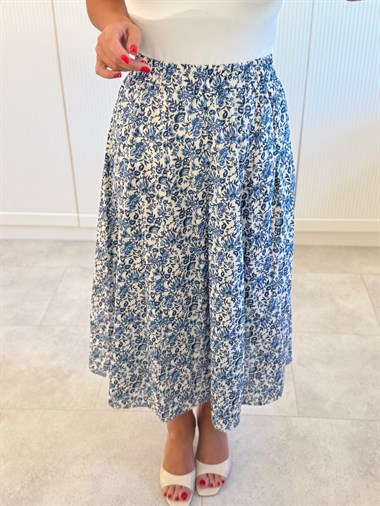 9620 Lacivert Desenli Midi Etek