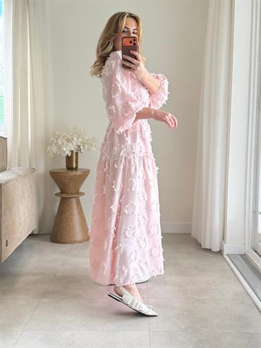 9053 Pembe Püskül Elbise