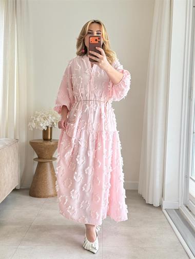 9053 Pembe Püskül Elbise